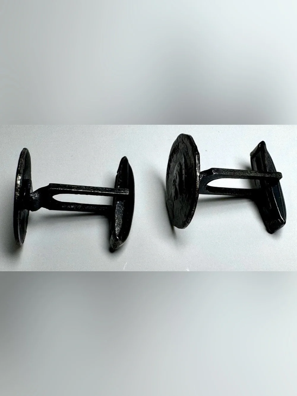 Silver Tone Roman Coin Style Round Fixed Back Men's Cufflinks Pair #1708